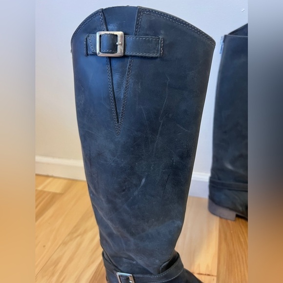 Charles David “Rowdy” Distressed Leather Riding Boots Black/Dark Gray Size 7 - Picture 4 of 15